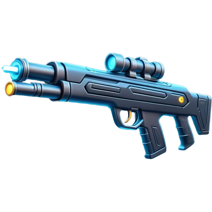 Clash of Clans aesthetic: Cinematic Playful Laser Rifle Emoji, rendered in a 3D vector-style similar to standard emojis with minimal shading and bold, simplified shapes. A compact, sleek energy weapon with futuristic contours and a glowing barrel, softly glowing with a sci-fi battle charm. Simplified yet unmistakably iconic, highly detailed and consistent, glowing with a soft pulsating radiance and high shine. Stylized with a touch of cosmic engineering and a soft glowing outline, capturing the essence of a cutting-edge energy armament with a playful, dynamic aura! emoji