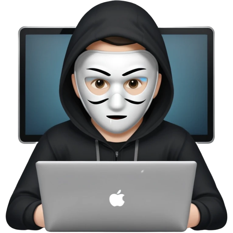 hacker with mask using laptop emoji