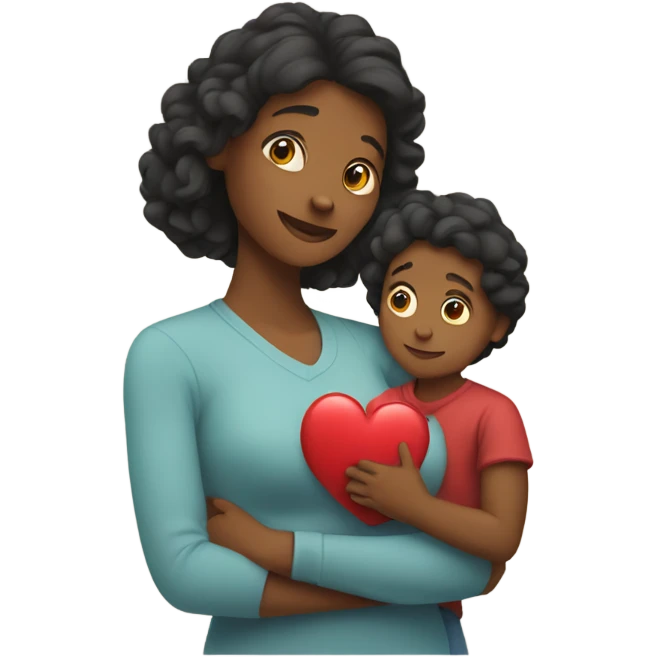 Mother holds her heart in her arm emoji