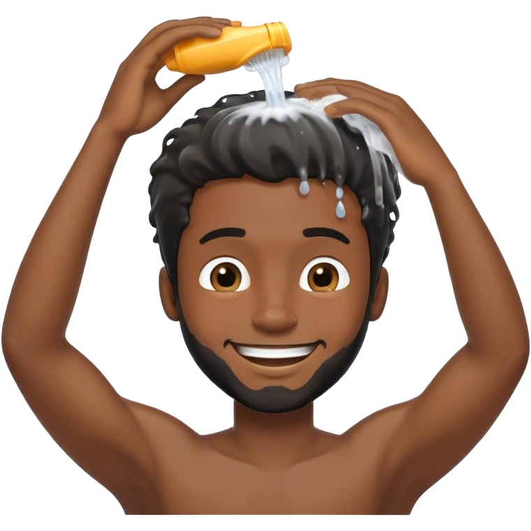 Black guy happy to clean his hair with shampoo emoji