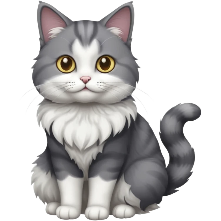 full body dark grey and white cat with white front legs emoji