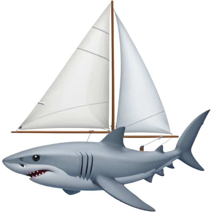 shark next to a sailboat emoji