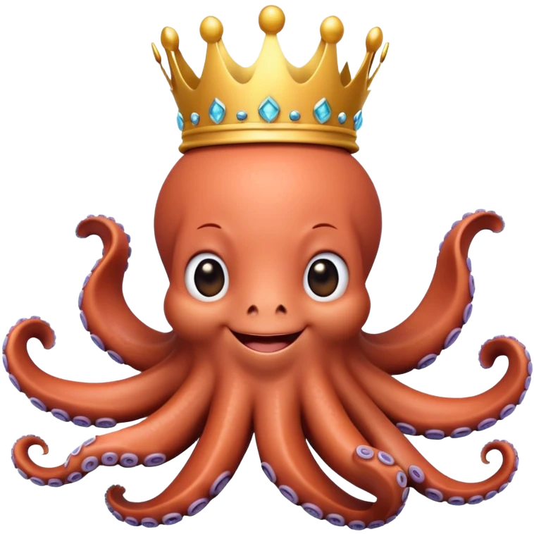  create an realistic pretty 3d octopus smiling wearing AKA pari with a crown   emoji