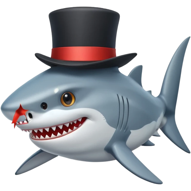 Shark with a top hat emoji