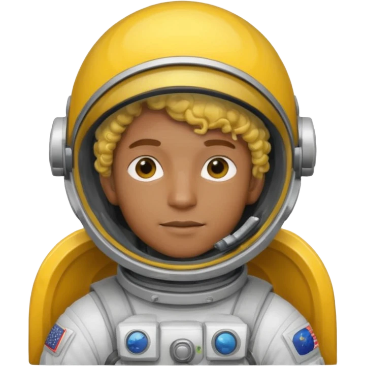 Astronauts, Young, male, dark skin, yellow curly hair emoji