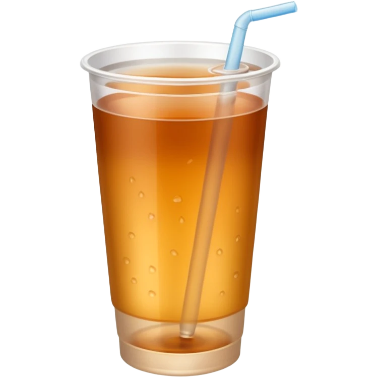 Open plastic cup with cold brown mate tea, No straw! emoji