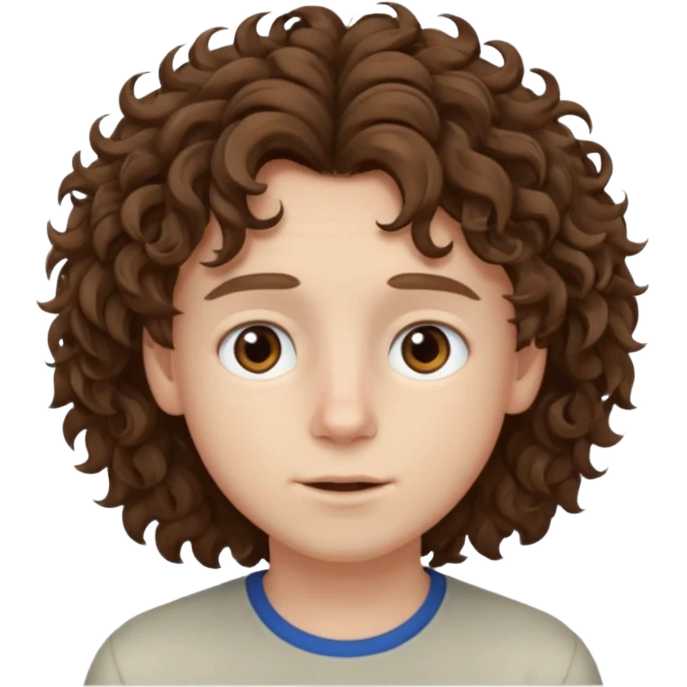 boy,  brown hair, curly hair, brown eyes, pale skin, , hair emoji