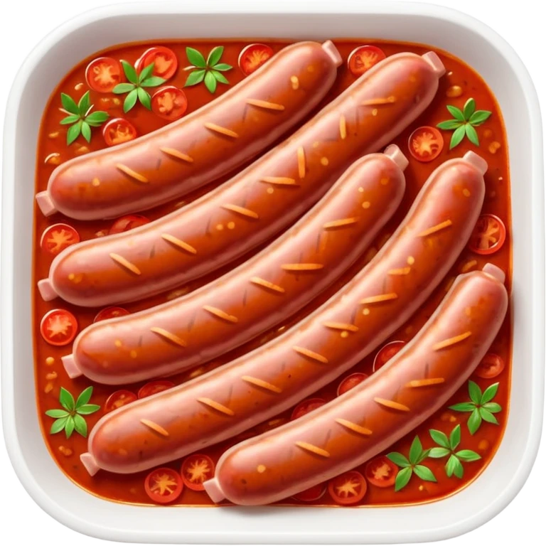 emoji of Rougail saucisse meal. Typical Reunion island meal consisted of Sliced sausage in tomato sauce (strong red color) with thym  emoji