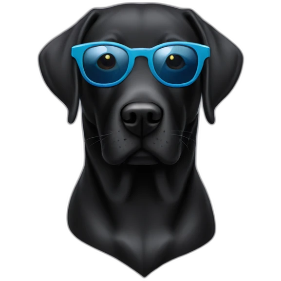 Labrador noir portant des lunettes de soleil emoji