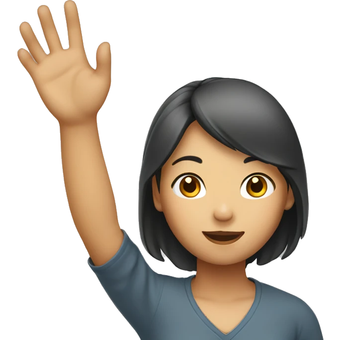 female asian raising hand emoji
