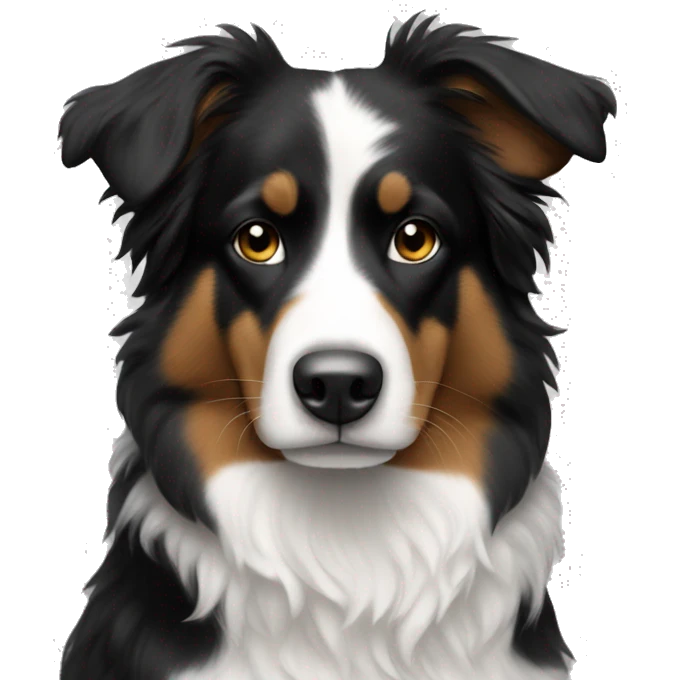 Black and white bi Aussie with no brown in her fur emoji