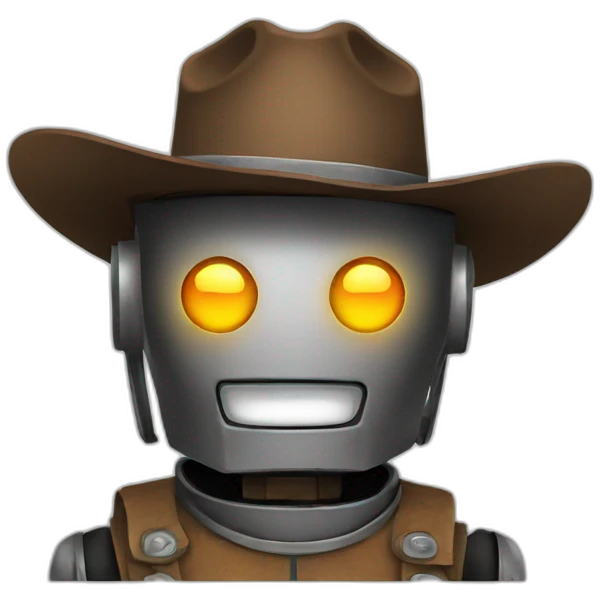 robot cowboy with glowing eyes emoji