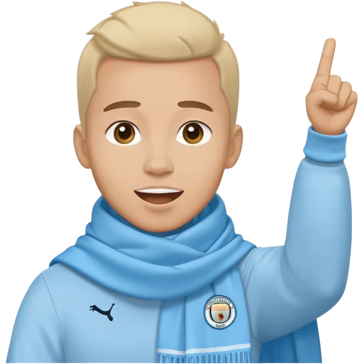 Manchester City fan cheering with sky blue scarf emoji