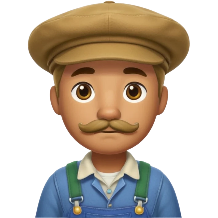 Animal crossing character, famer with a beret and a mustache  emoji