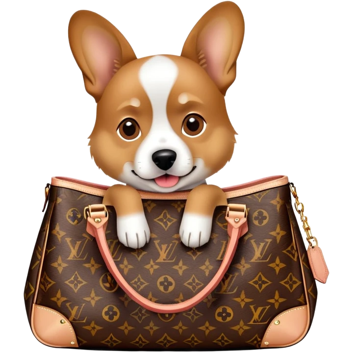 Dog wearing louis vuitton bag emoji