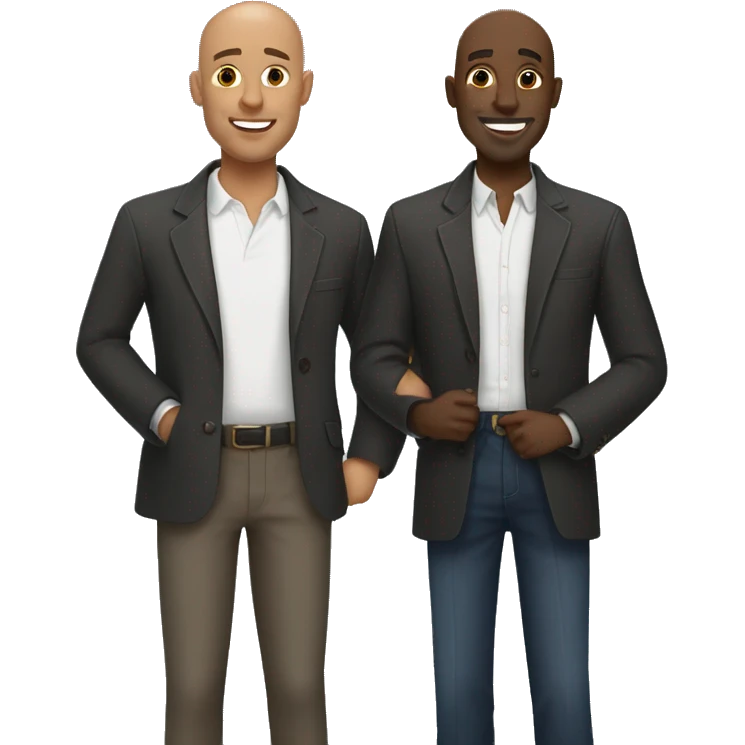Two black men in love. One bald One with curly hair.  emoji