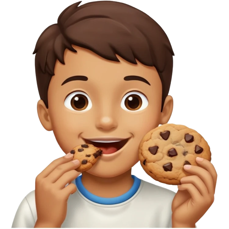 Boy licking a cookie emoji