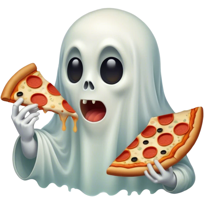 sad ghost eating pizza emoji