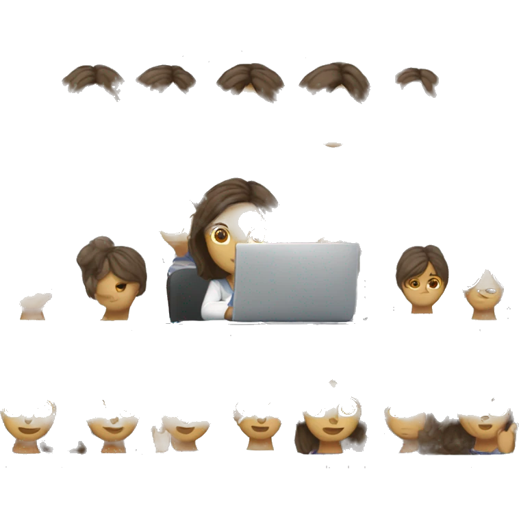 brunette woman working on notebook emoji