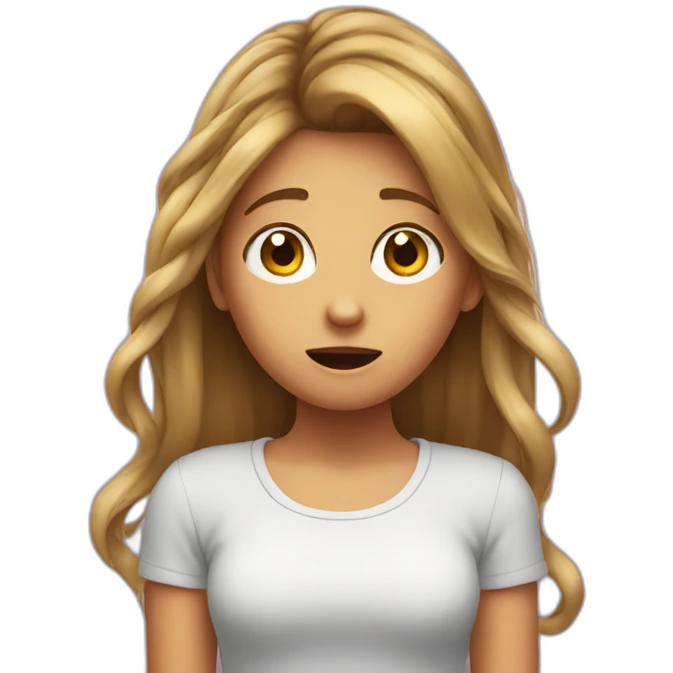 girl holding her hair shocked emoji