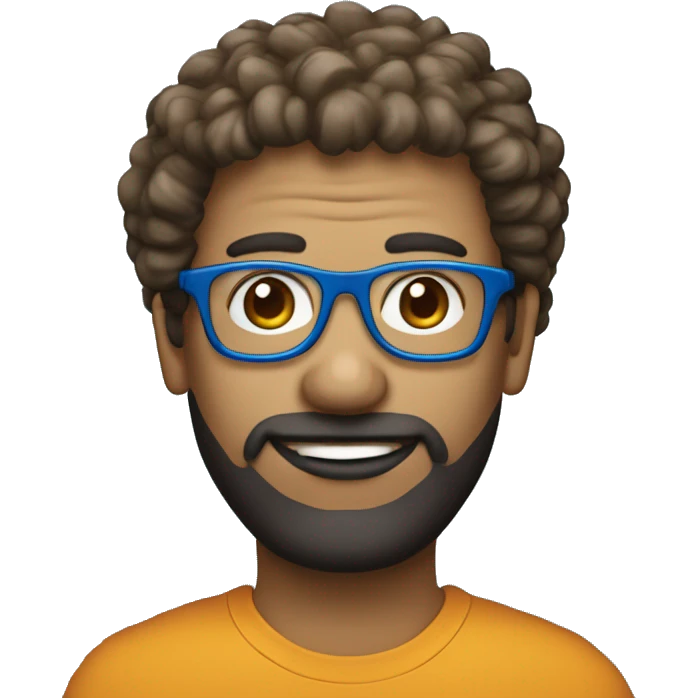 un mec avec les cheveux bouclé et des lunettes bleu  emoji