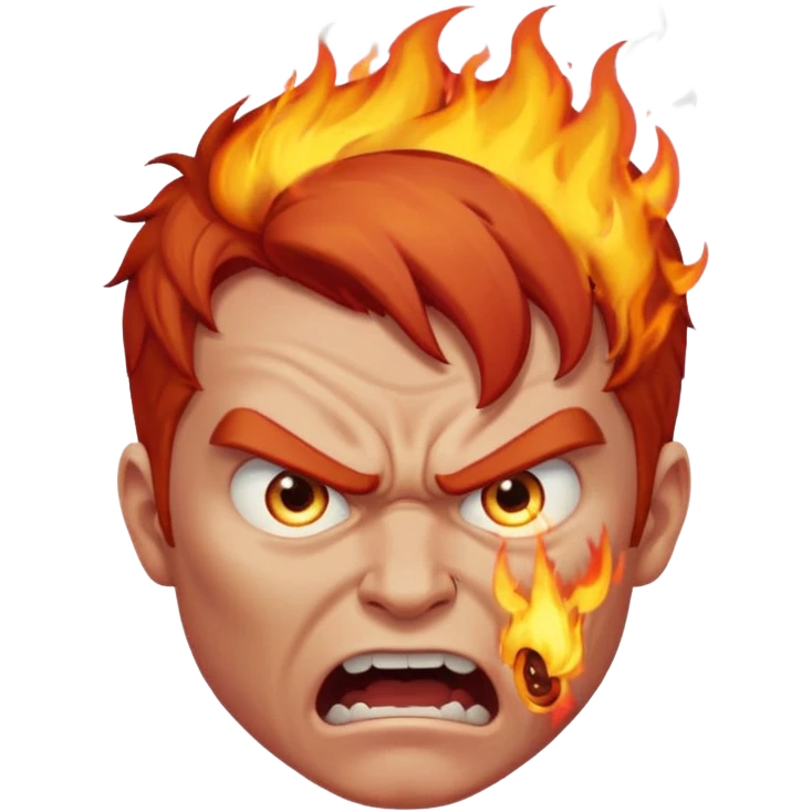 burning angry bodybuilder red haired man emoji