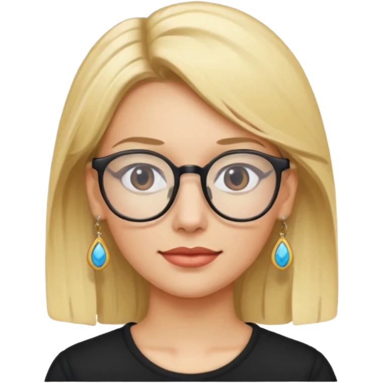blonde earring wearing glasses woman head emoji