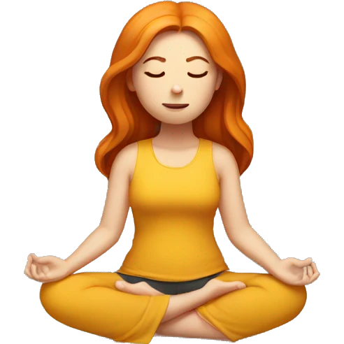 Ginger girl straight thick hair meditating full body  emoji