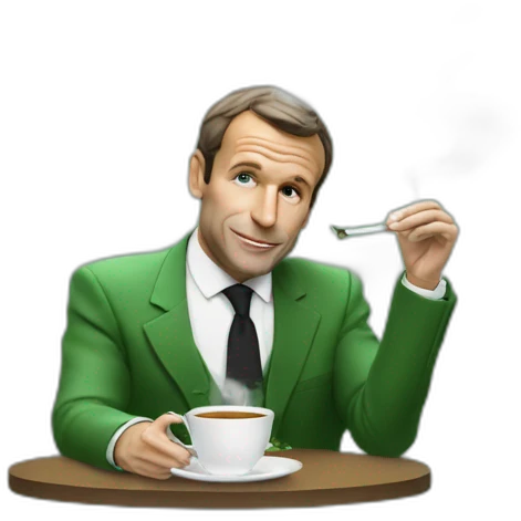 macron smokes mint tea emoji