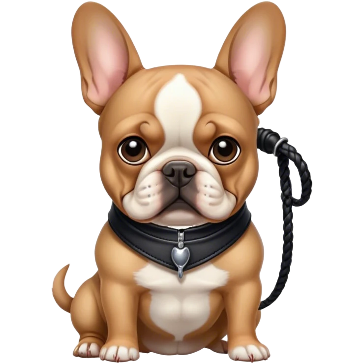 French Bulldog in black leather with whip emoji