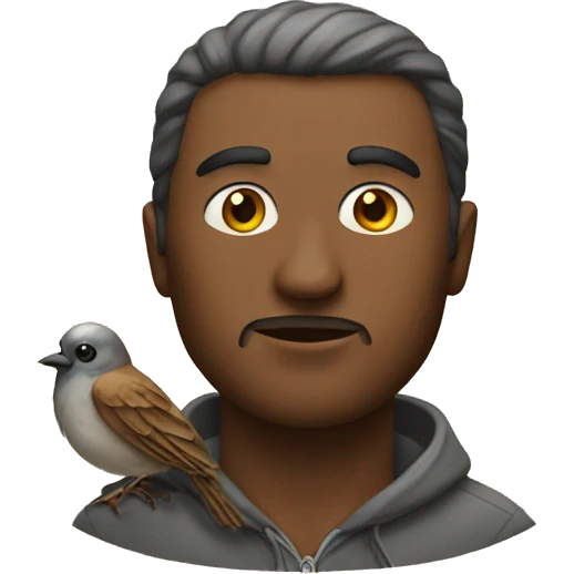 A man wth sparrow head emoji