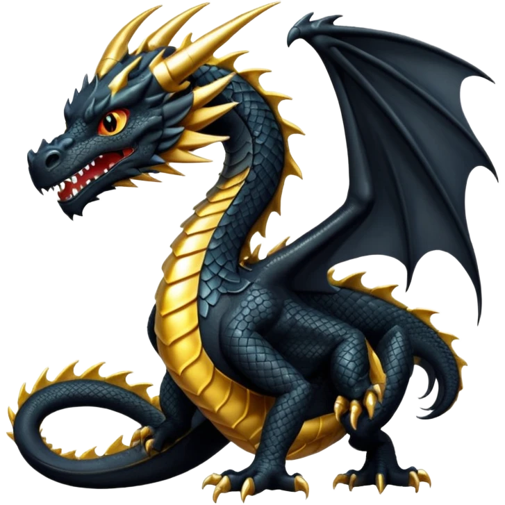1 big black dragon and 1 small gold dragon emoji