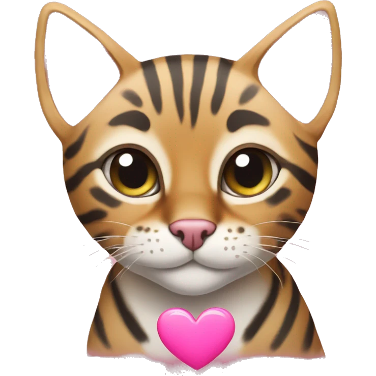 a bengal cat with a pink heart next to it emoji