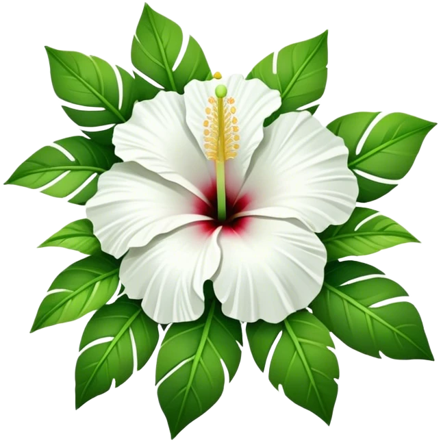 bouquet white Hawaiian hibiscus, luxuriant, stem, leaf, bud emoji