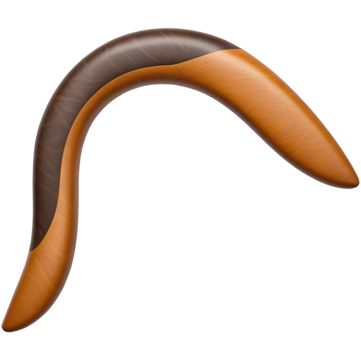 Cinematic Realistic Boomerang Emoji, depicted as a sleek, curved traditional Aboriginal tool rendered with detailed textures and a dynamic sense of motion, symbolizing cultural significance and natural craftsmanship under warm earthy lighting. emoji