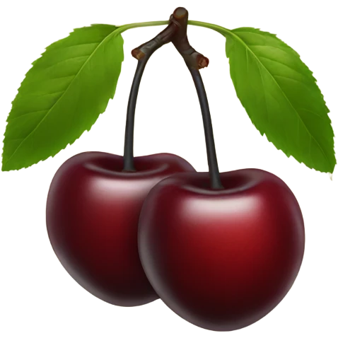 two burgundy cherries on black stem emoji