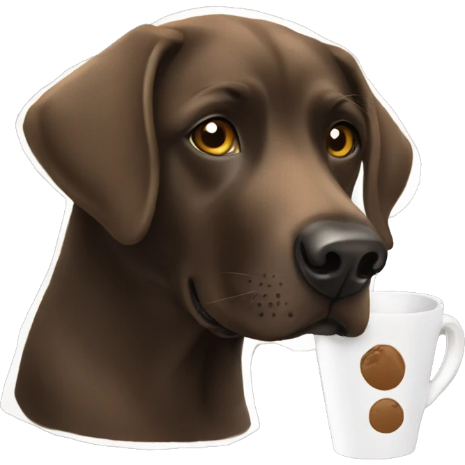 Labrador drinking coffee emoji