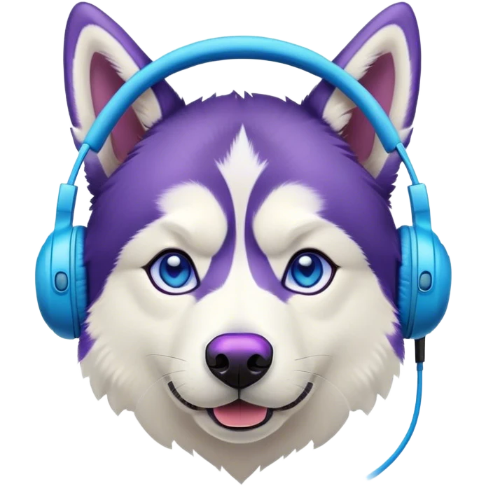 A husky with purple headphones on emoji