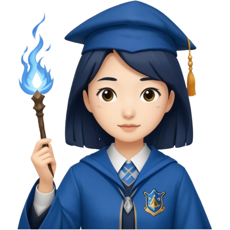 Ravenclaw Asian woman casting a spell  emoji