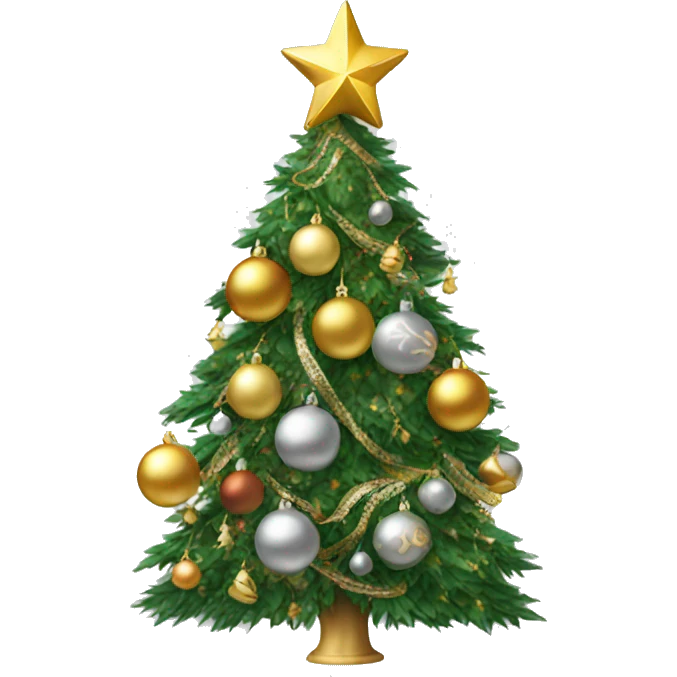 christmas tree with gold and silver ornaments emoji