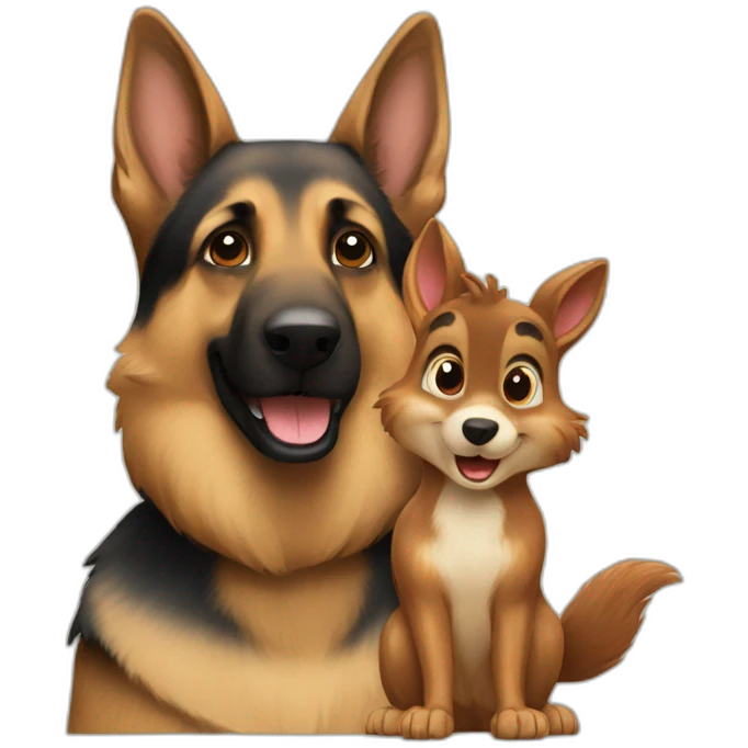 German shepherd and squirrel facing each other emoji