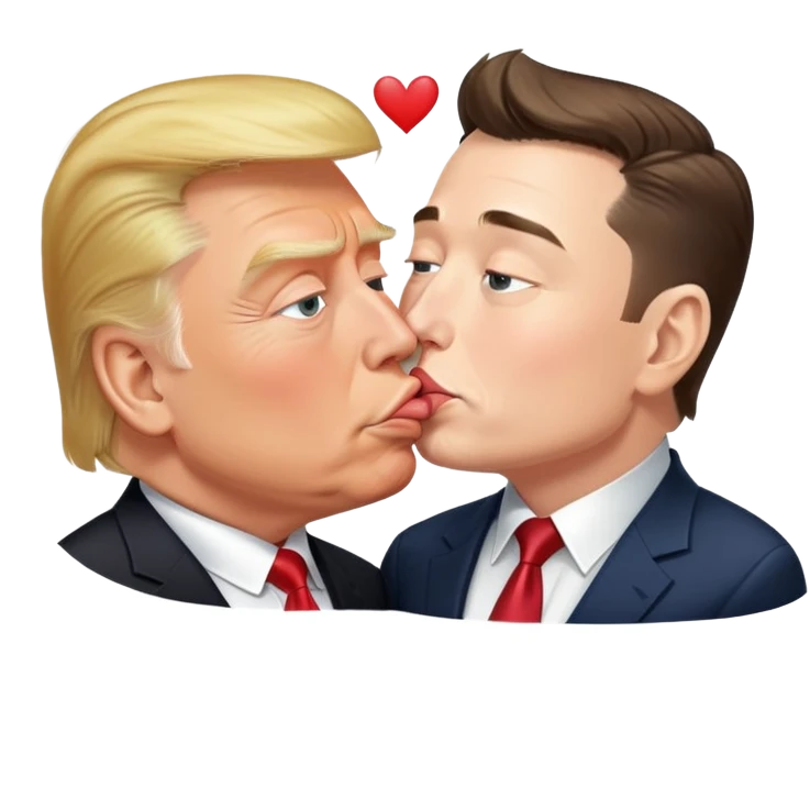 Donald Trump kissing Elon musk emoji
