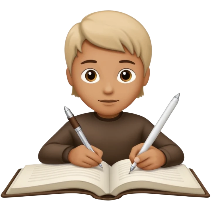 "A white open book,The pen should be positioned as placed exactly in the center between the pages.  if held by a right-handed person - meaning the direction is reversed compared to a left-handed grip. The pen should be uncapped, and the cap placed behind it." emoji
