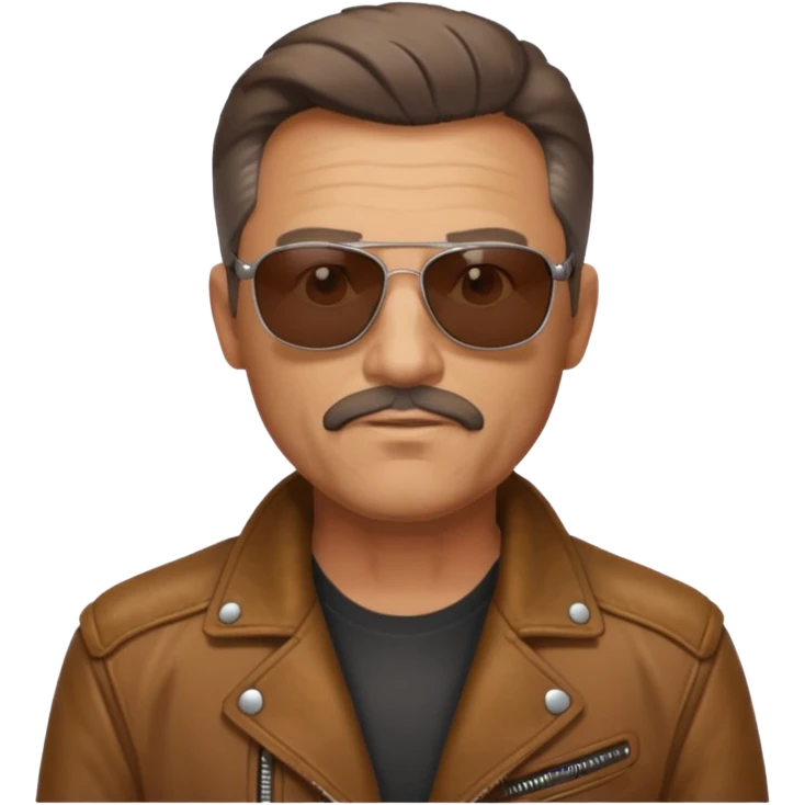 Biker Gang with Sunglasses, Middle-age man, brown jacket, sunglasses emoji