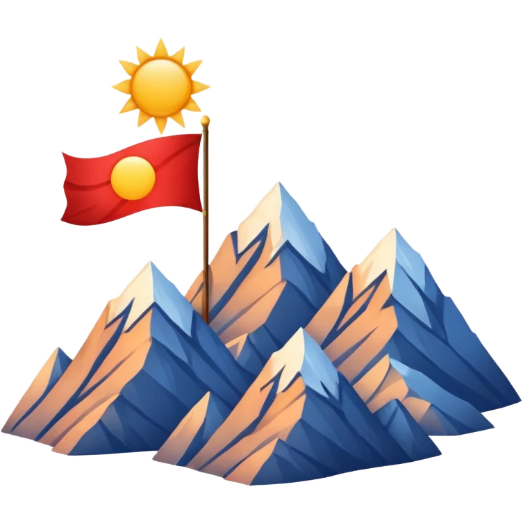 A blue , white and red flag With three mountain and a sun and ⚖️ in the upper part of mountains emoji