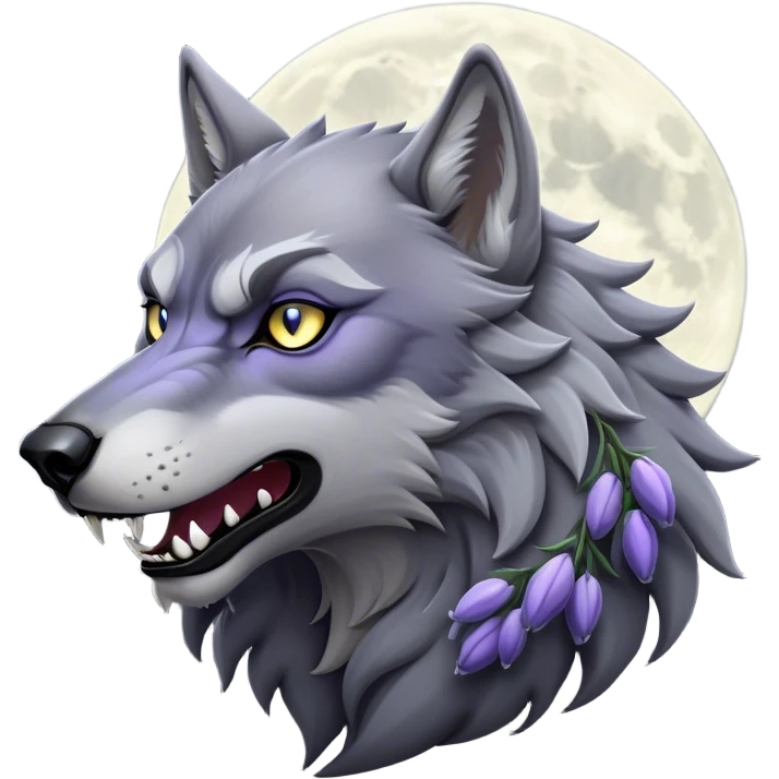Cinematic Noble Werewolf Portrait Emoji, Formidable and majestic, with a powerful lupine silhouette in moonlit grays and silvers, featuring piercing, wise eyes and a dignified snarl that hints at untamed strength, simplified yet intricately detailed, glowing with a soft, lunar outline that encapsulates the noble duality of feral instinct and loyal guardianship! emoji