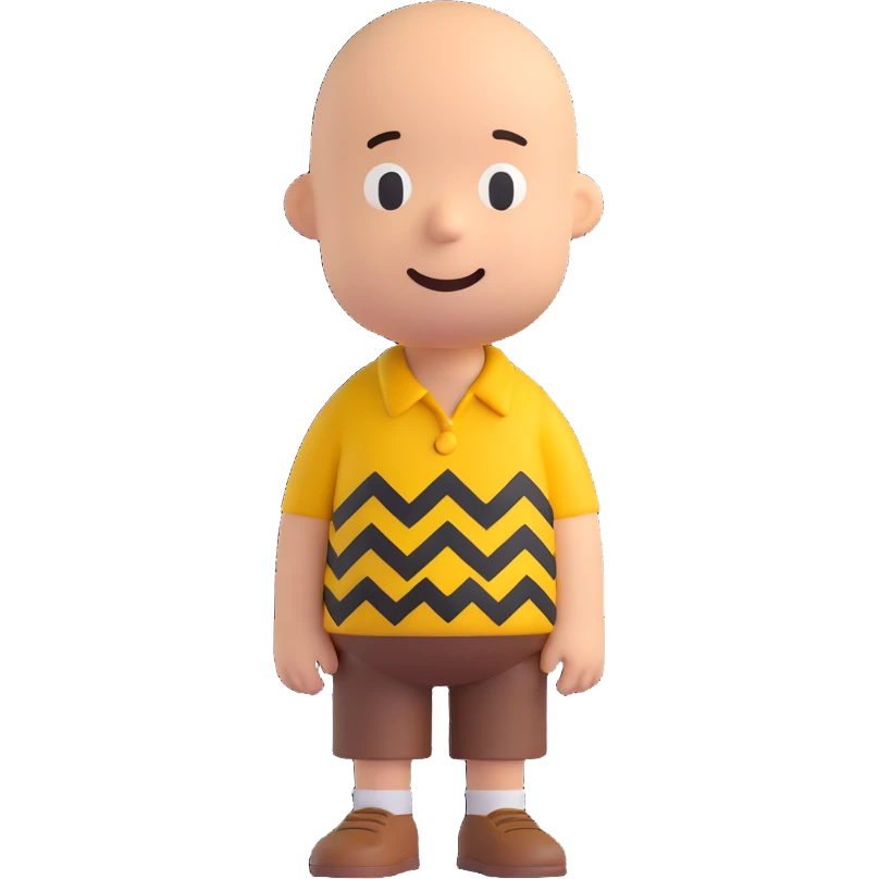 Charlie Brown 3D emoji style yellow zigzag shirt simple background emoji