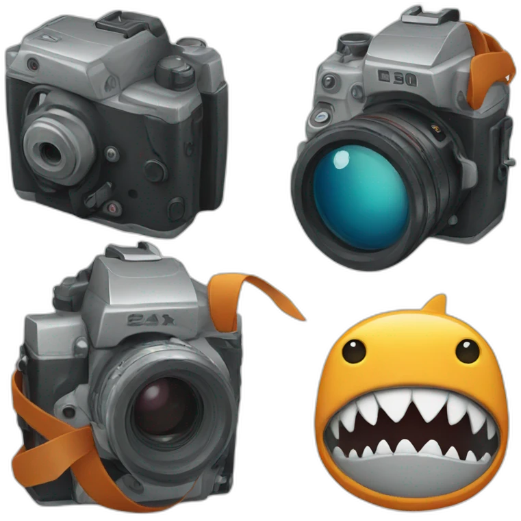 Camera with shark emoji