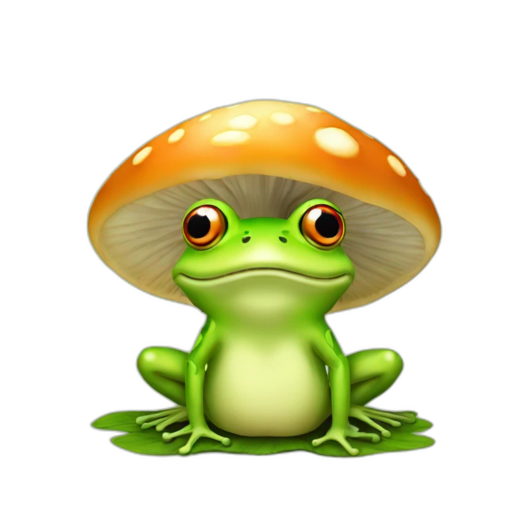 Frog on mushroom emoji
