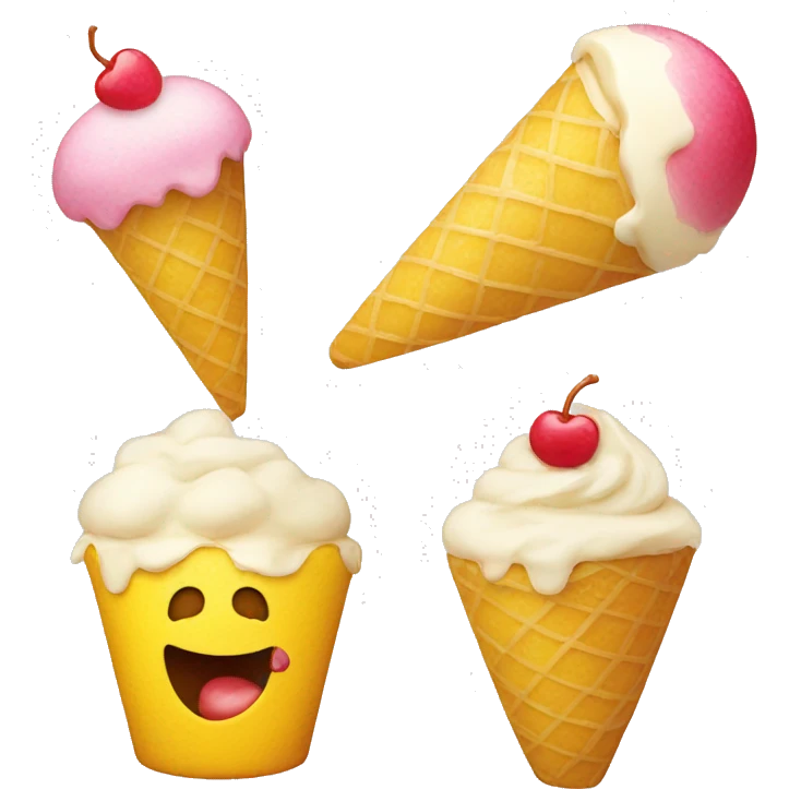 round emoji smile yellow with icecream emoji
